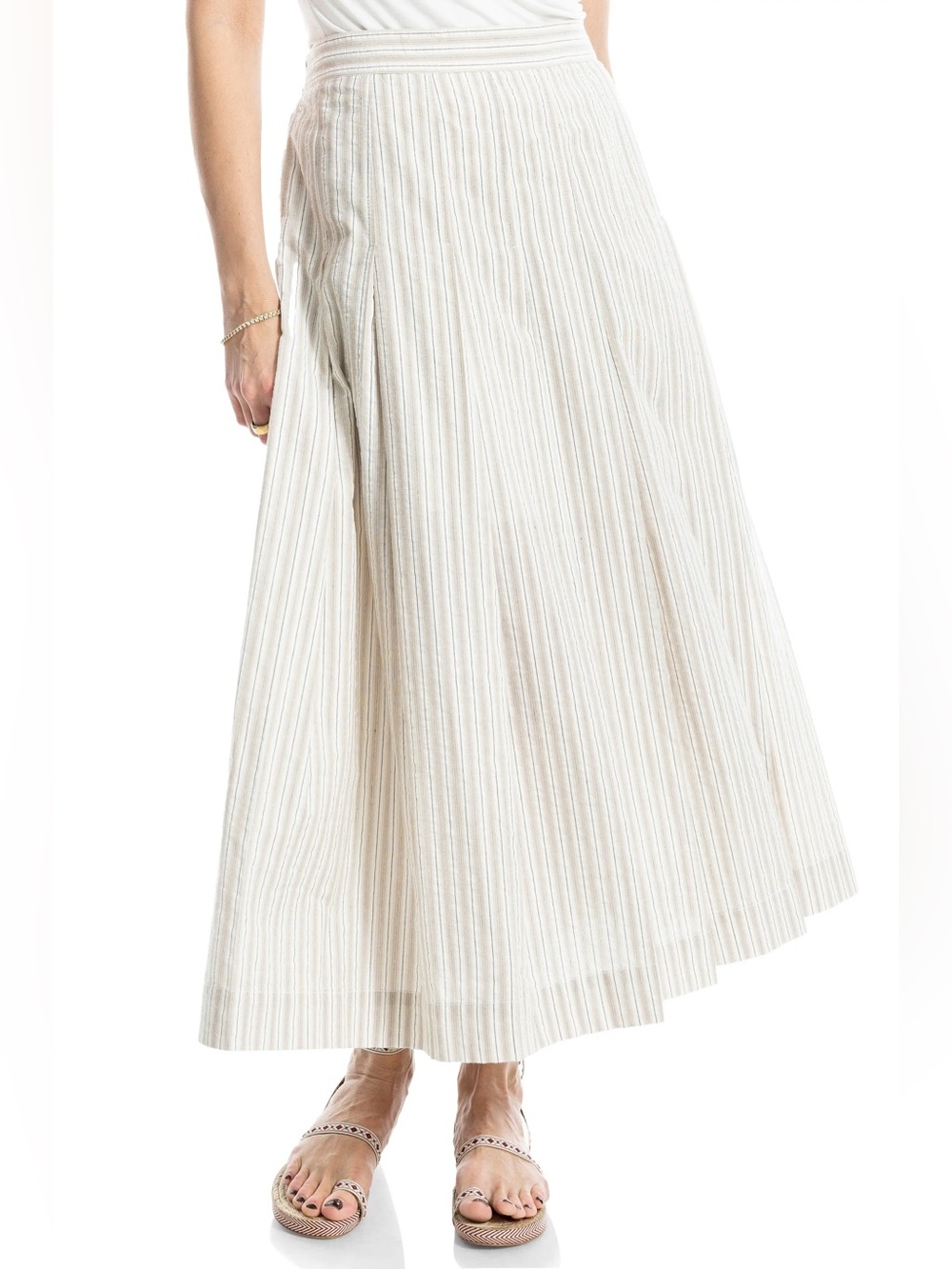Max Studio Cream Striped Maxi Skirt